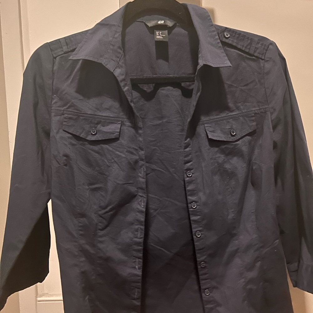 H&M Navy Button-Up Shirt